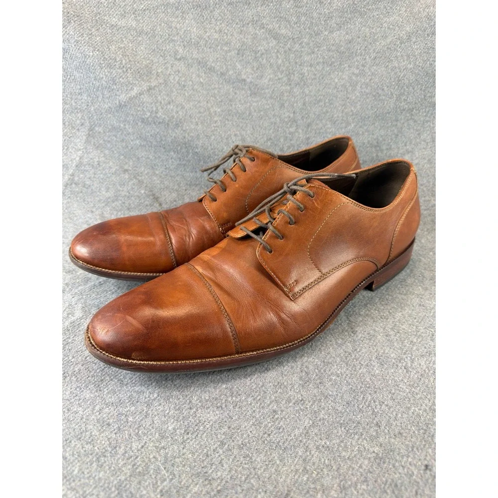 Cole Haan Cap Toe Oxford Men 13M Tan Leather Dress Shoes Lace Up Formal Business